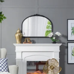 Decorative Mirrors-Kirkland's Home Wide Arch Black Floral Scroll Mirror