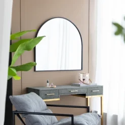 Decorative Mirrors-Kirkland's Home Wide Arched Wall Mirror Black