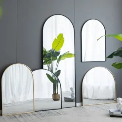 Decorative Mirrors-Kirkland's Home Wide Arched Wall Mirror Black