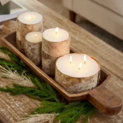Candles-Kirkland's Home Wide Birch Bark Pillar Candle, 6 In. Tan