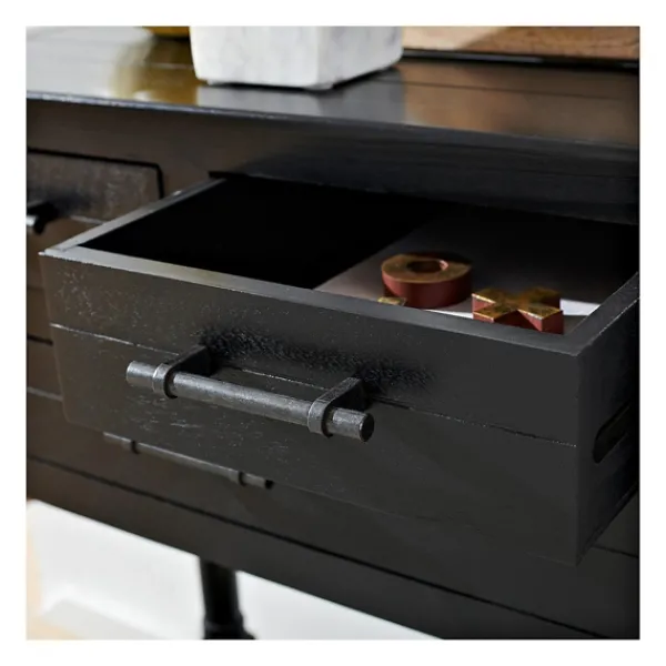 Console Tables-Kirkland's Home Wilbert 3-Drawer Console Table Black
