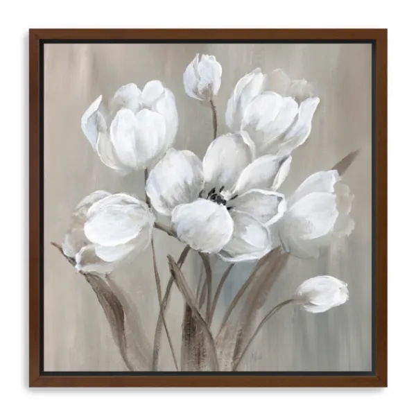 Framed Art-Kirkland's Home Wild Anemone Framed Canvas Art Print White/Gray/Tan