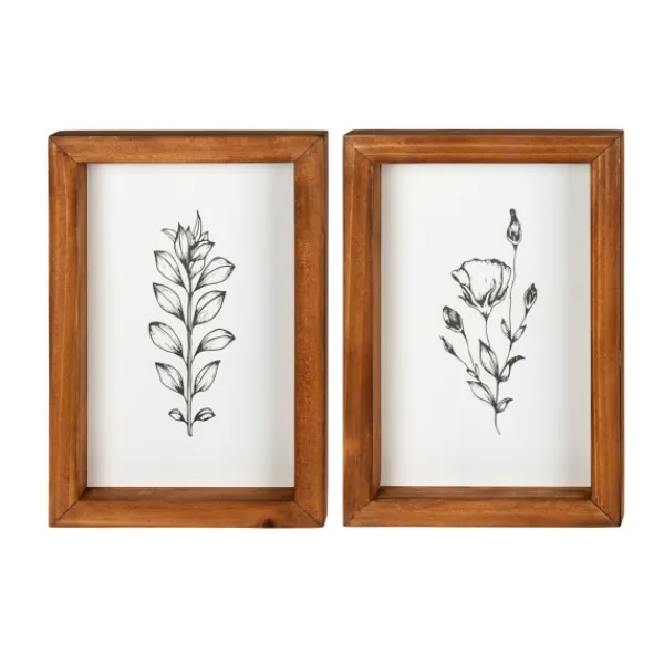 Framed Art-Kirkland's Home Wildflower Stems Framed Art Prints, Set Of 2 White/Black