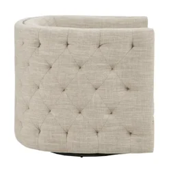 Accent Chairs-Kirkland's Home Wilson Tufted Cream Swivel Accent Chair White
