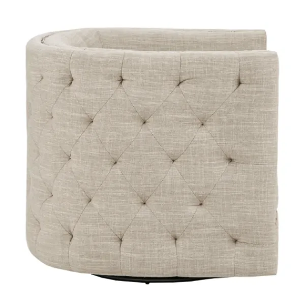 Accent Chairs-Kirkland's Home Wilson Tufted Cream Swivel Accent Chair White