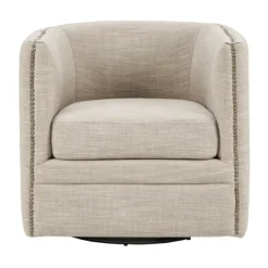 Accent Chairs-Kirkland's Home Wilson Tufted Cream Swivel Accent Chair White