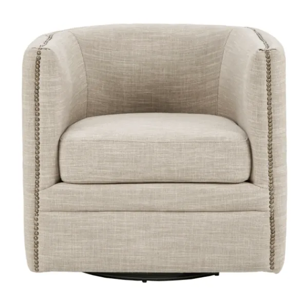 Accent Chairs-Kirkland's Home Wilson Tufted Cream Swivel Accent Chair White