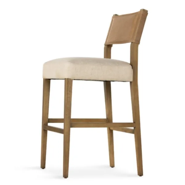 Bar Stools & Counter Height Stools-Kirkland's Home Winchester Tan Upholstered Wood Bar Stool Tan/Brown