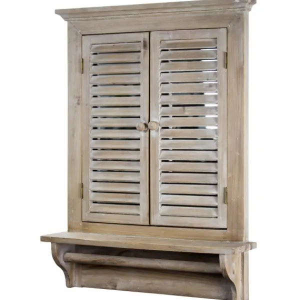 Decorative Mirrors-Kirkland's Home Window Shutter Mirror With Shelf And Towel Rod
