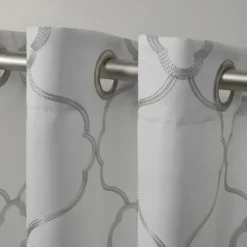 Curtains & Drapes-Kirkland's Home Winter Belmont Blackout Curtain Panel Set, 84 In. White