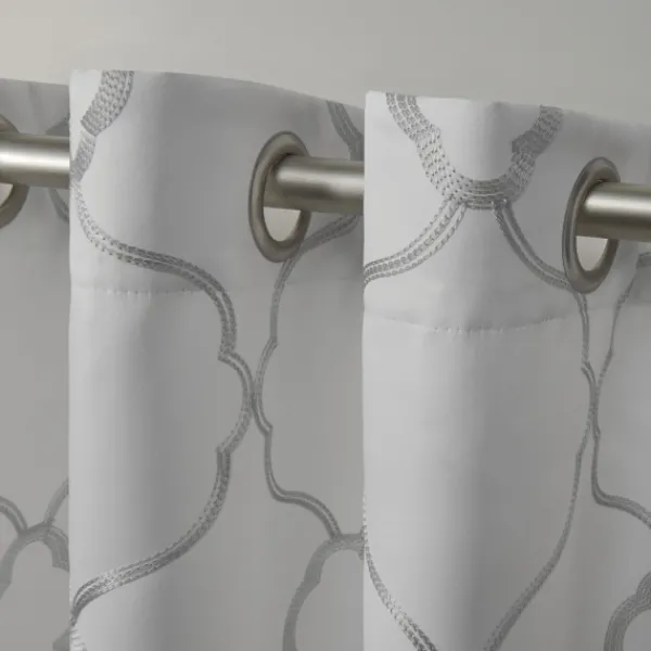 Curtains & Drapes-Kirkland's Home Winter Belmont Blackout Curtain Panel Set, 84 In. White