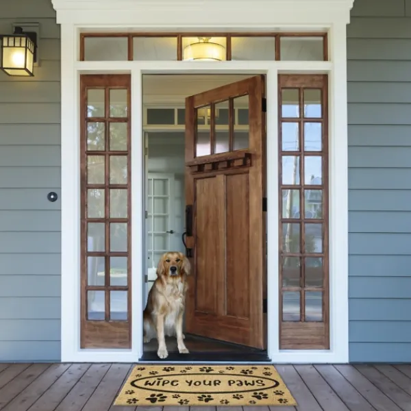 Doormats-Kirkland's Home Wipe Your Paws Coir Doormat Tan/Black
