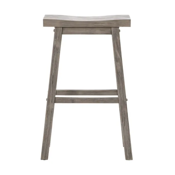 Bar Stools & Counter Height Stools-Kirkland's Home Wire Brushed Saddle Wood Bar Stool Gray