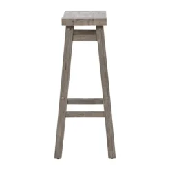 Bar Stools & Counter Height Stools-Kirkland's Home Wire Brushed Saddle Wood Bar Stool Gray