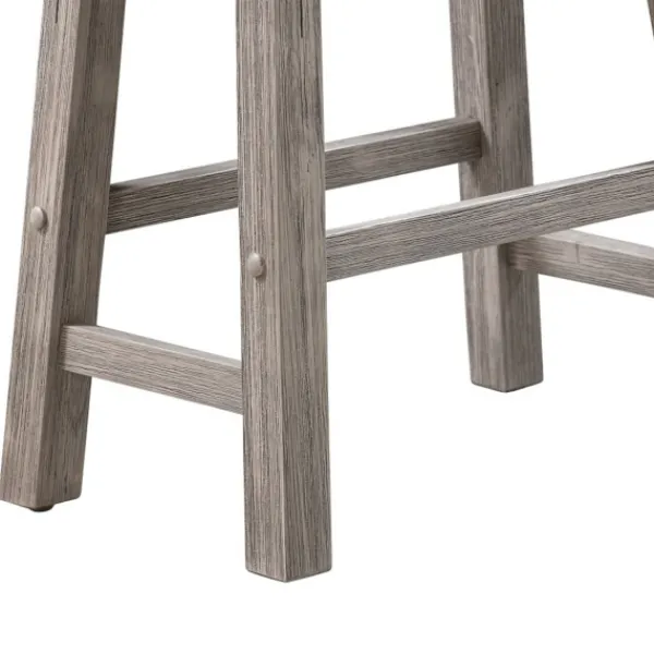 Bar Stools & Counter Height Stools-Kirkland's Home Wire Brushed Saddle Wood Bar Stool Gray