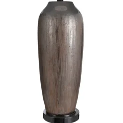 Table Lamps-Kirkland's Home Wire-Brushed Silver And Brown Column Table Lamp White