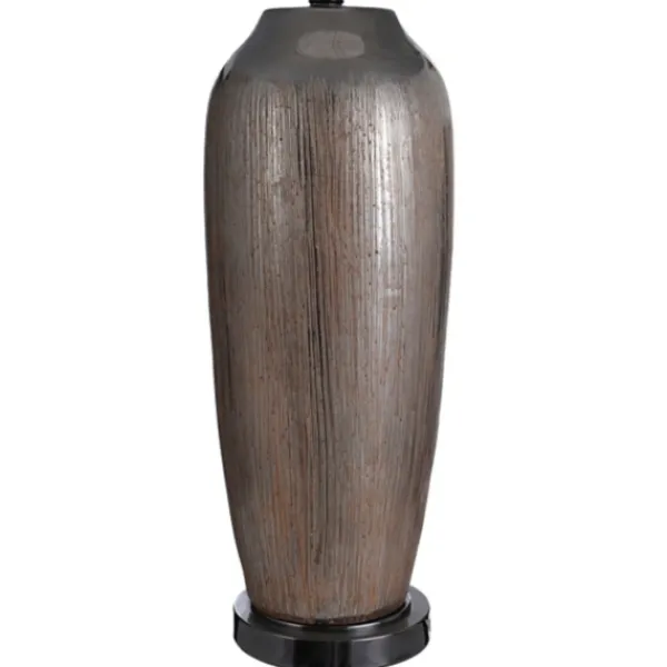 Table Lamps-Kirkland's Home Wire-Brushed Silver And Brown Column Table Lamp White