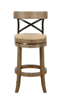Bar Stools & Counter Height Stools-Kirkland's Home Wirebrushed Wheat Woven Swivel Bar Stool Brown/Tan