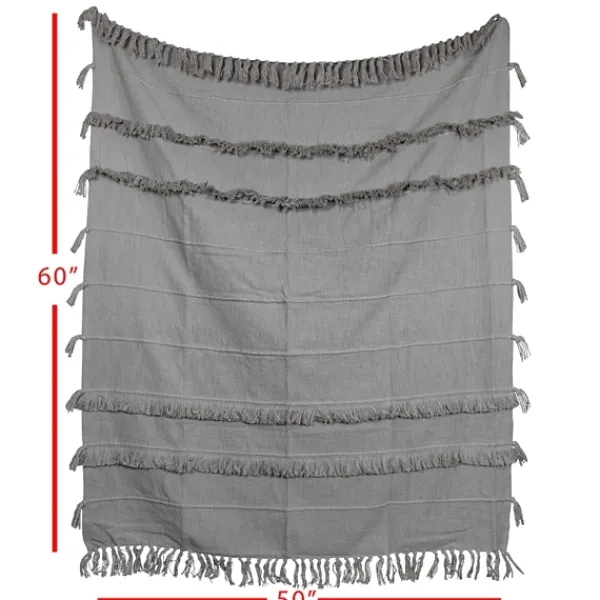 Blankets & Throws-Kirkland's Home With Fringe Rayon Throw Blanket Gray