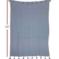 Blankets & Throws-Kirkland's Home With Pom Poms Throw Blanket Blue