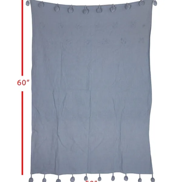 Blankets & Throws-Kirkland's Home With Pom Poms Throw Blanket Blue
