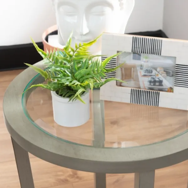 Coffee Tables-Kirkland's Home Wood & Glass Top 3-Pc. Table Set Gray