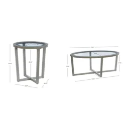 Coffee Tables-Kirkland's Home Wood & Glass Top 3-Pc. Table Set Gray