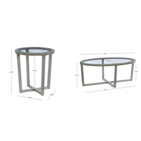 Coffee Tables-Kirkland's Home Wood & Glass Top 3-Pc. Table Set Gray
