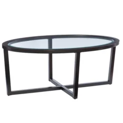 Coffee Tables-Kirkland's Home Wood & Glass Top 3-Pc. Table Set Brown