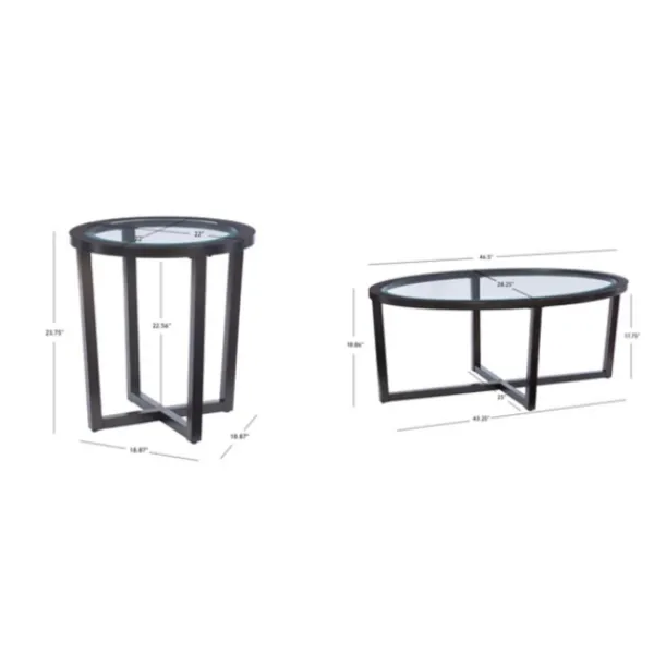 Coffee Tables-Kirkland's Home Wood & Glass Top 3-Pc. Table Set Brown