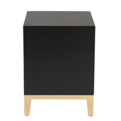 Nightstands-Kirkland's Home Wood & Gold Accent 2-Drawer Nightstand Black