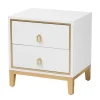 Nightstands-Kirkland's Home Wood & Gold Accent 2-Drawer Nightstand White