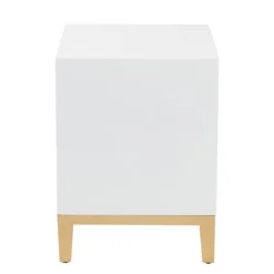 Nightstands-Kirkland's Home Wood & Gold Accent 2-Drawer Nightstand White