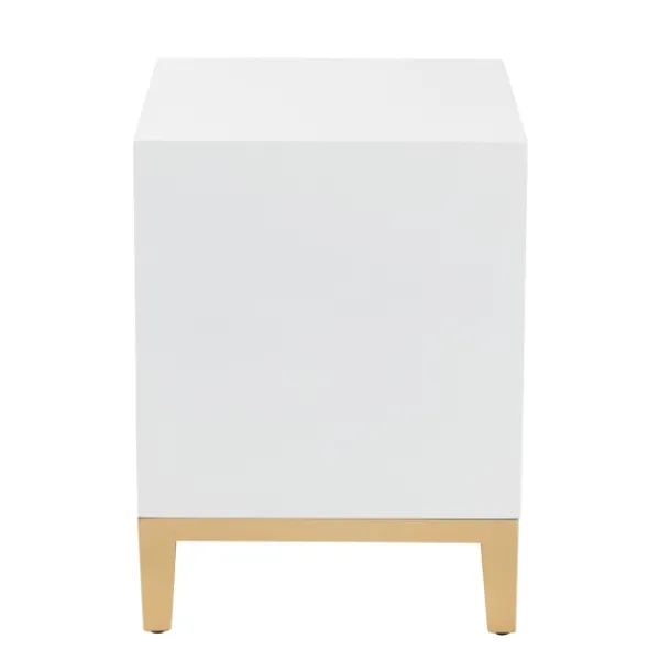 Nightstands-Kirkland's Home Wood & Gold Accent 2-Drawer Nightstand White