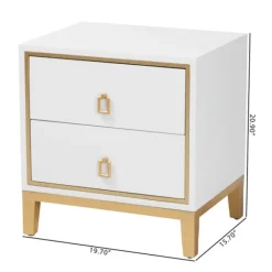 Nightstands-Kirkland's Home Wood & Gold Accent 2-Drawer Nightstand White