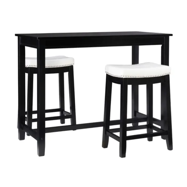 Dining Tables-Kirkland's Home Wood & Upholstered Stools 3-Pc. Dining Set Black