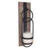 Sconces-Kirkland's Home Wood And Black Metal Geometric Sconce