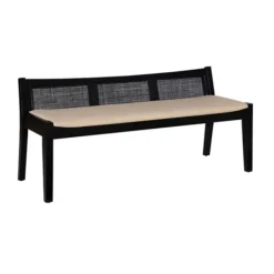 Benches & Ottomans-Kirkland's Home Wood And Cane Upholstered Bench Black