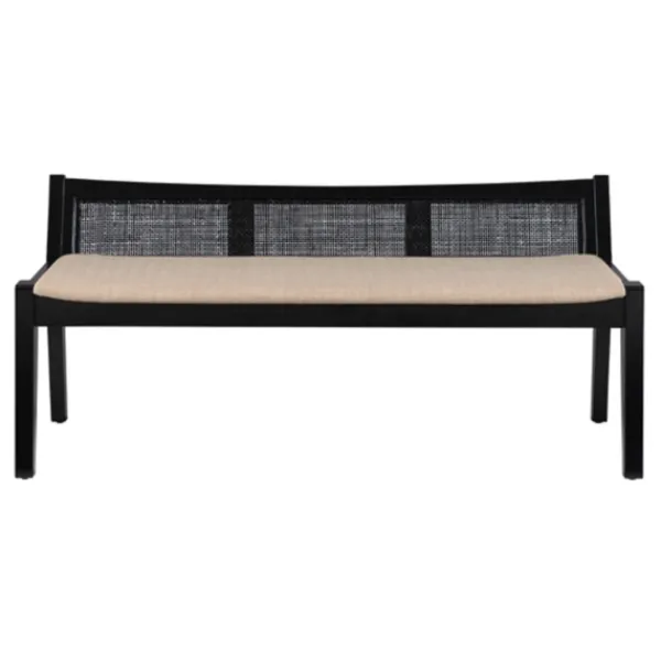 Benches & Ottomans-Kirkland's Home Wood And Cane Upholstered Bench Black