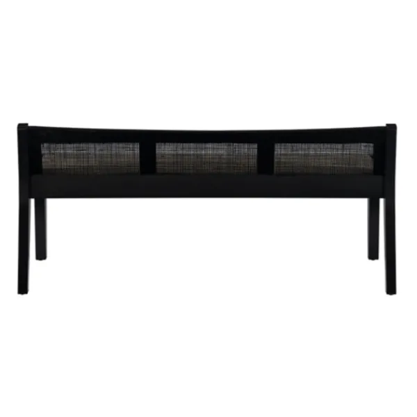 Benches & Ottomans-Kirkland's Home Wood And Cane Upholstered Bench Black
