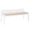 Benches & Ottomans-Kirkland's Home Wood And Cane Upholstered Bench White