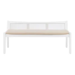 Benches & Ottomans-Kirkland's Home Wood And Cane Upholstered Bench White
