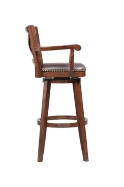 Bar Stools & Counter Height Stools-Kirkland's Home Wood And Faux Leather Swivel Bar Stool Brown