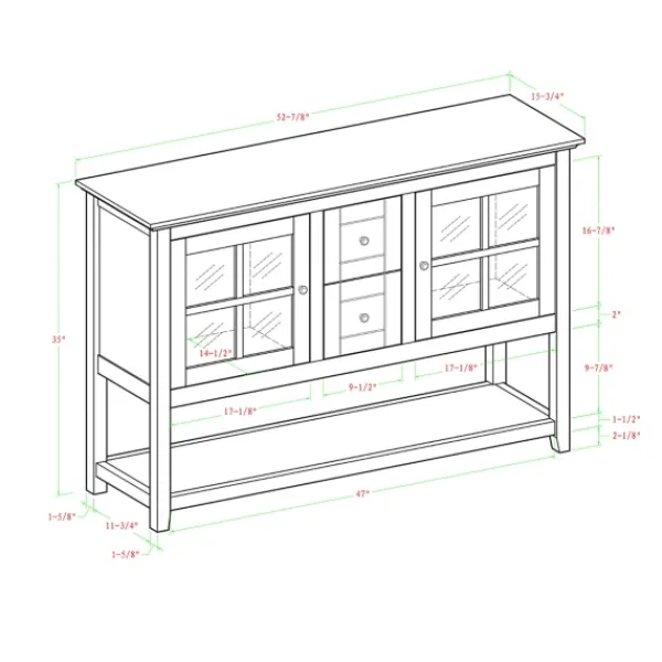 Cabinets & Sideboards-Kirkland's Home Wood And Glass Buffet Cabinet Black