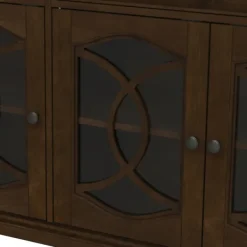 Tv Stands & Media Consoles-Kirkland's Home Wood And Glass 4-Door Media Cabinet Brown