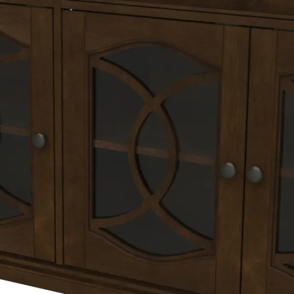 Tv Stands & Media Consoles-Kirkland's Home Wood And Glass 4-Door Media Cabinet Brown