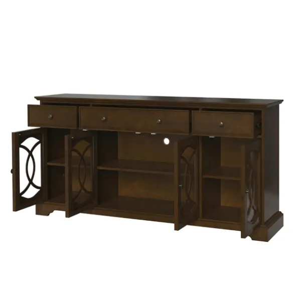 Tv Stands & Media Consoles-Kirkland's Home Wood And Glass 4-Door Media Cabinet Brown
