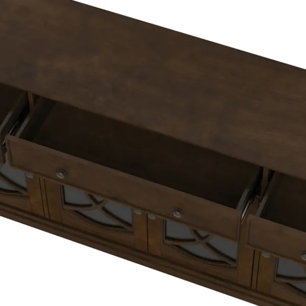 Tv Stands & Media Consoles-Kirkland's Home Wood And Glass 4-Door Media Cabinet Brown