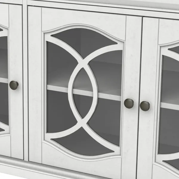 Tv Stands & Media Consoles-Kirkland's Home Wood And Glass 4-Door Media Cabinet White