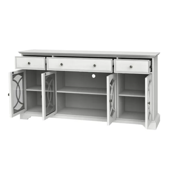 Tv Stands & Media Consoles-Kirkland's Home Wood And Glass 4-Door Media Cabinet White